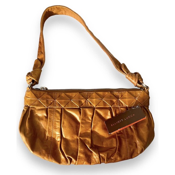 NWT Elliot Luca Y2K Retro Hipster Leather Shoulder Bag with Zip Close in Cognac - Picture 6 of 15